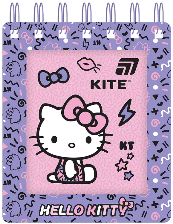 Блокнот пруж. А6 80арк. кліт. карт. обкл. вирубка "Hello Kitty" №HK26-276-1/Kite/