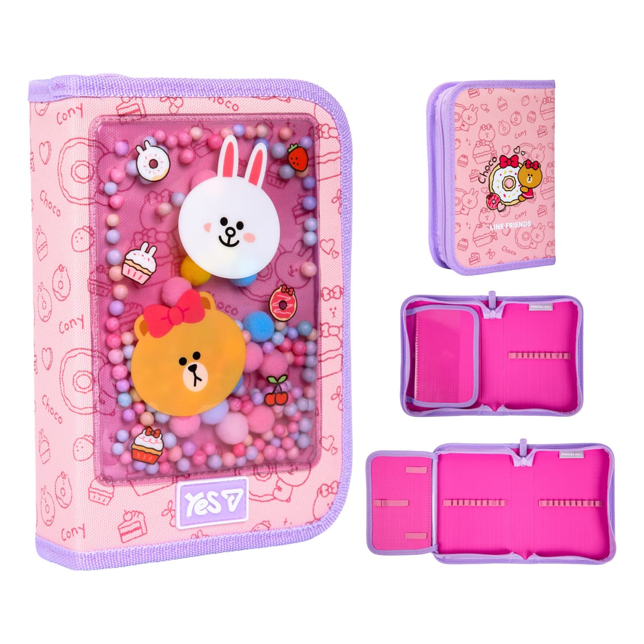Пенал "Yes" Line Friends Always Together тв.,одинар.,1клап.,б/н №HP-03/533731/Р-26