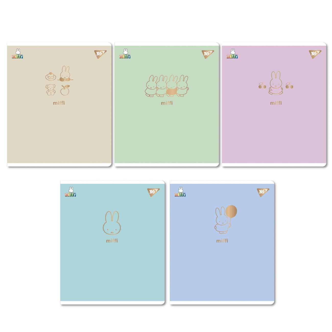 Зошит А5 YES 12арк. кліт. софт тач,фольга золото "Gold Miffy" №767492(10)(250)