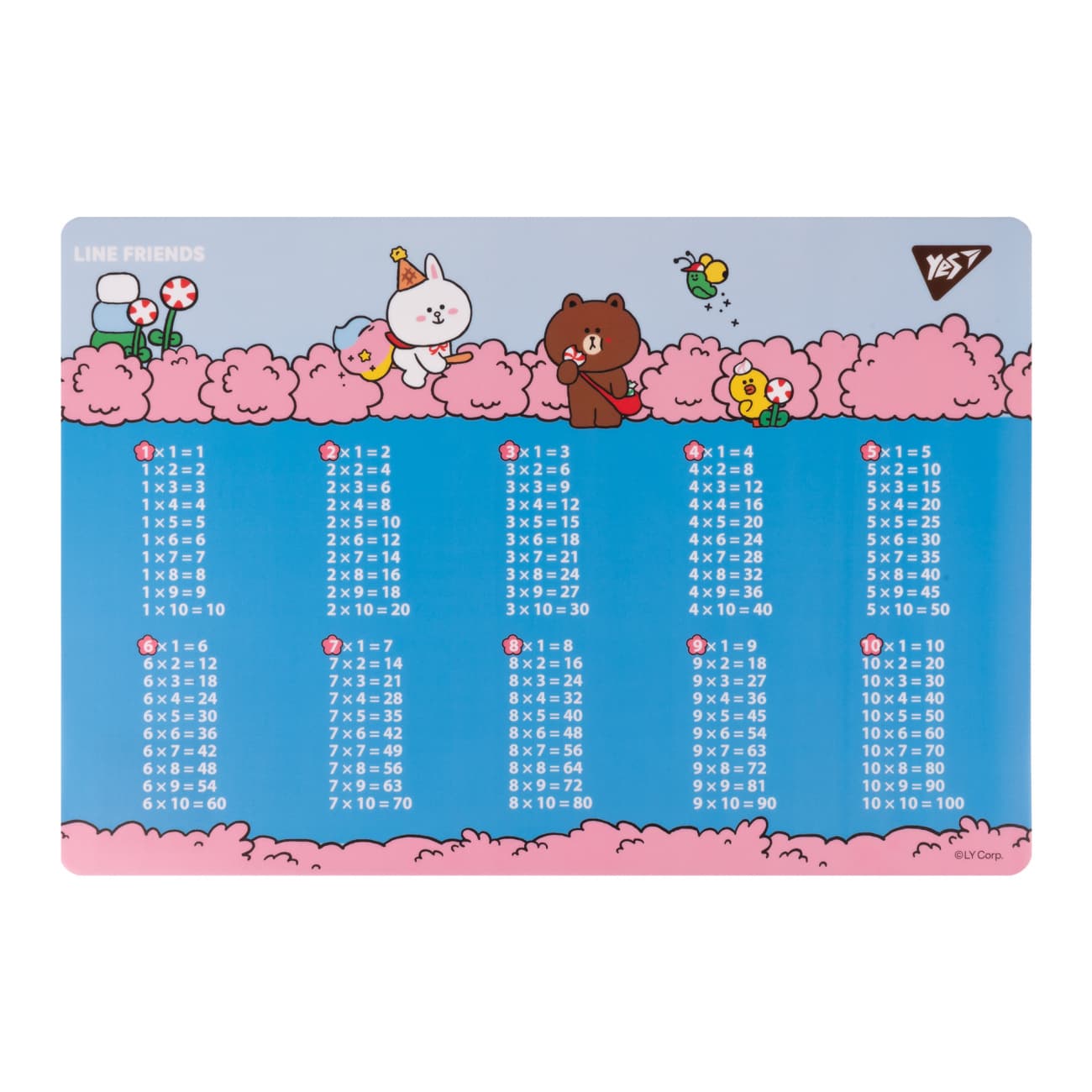 Подкладка для стола "Yes" №492254 Line Friends. Together Таблица умножения(10)(200)