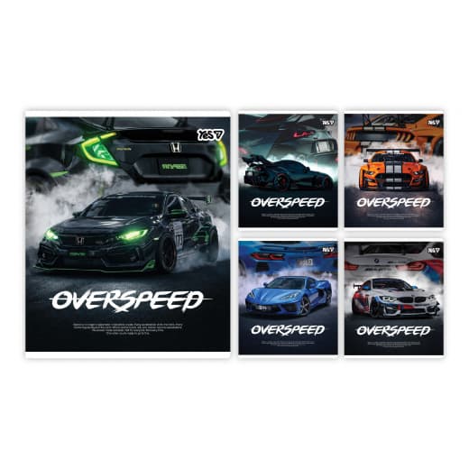 Тетрадь А5 YES 18л. клет. иридиум+УФ глянец Overspeed №768588(10)(200)