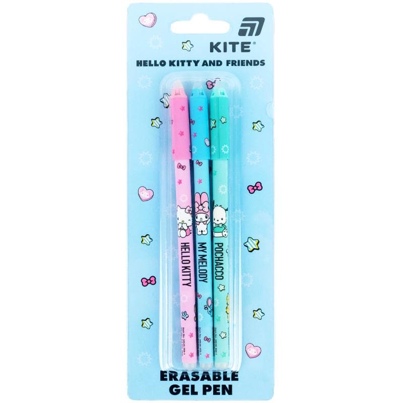 Набір ручок гел. "Kite" №HK26-350-1/3BL Hello Kitty and Friends"пиши-стирай"0,5мм синя(28)
