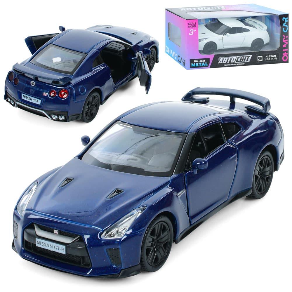 Машина інер-а метал."Автосвіт" Nissan GT-R2017 11,5см,гумові колеса,в кор-ці,15,5х7х7см