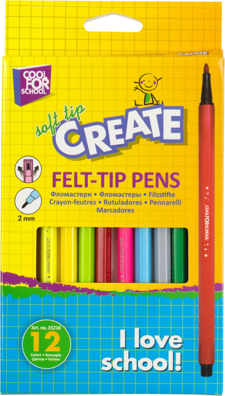 Фломастери CoolForSchool CF15216 12 кольорів в коробці
