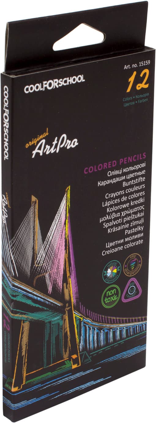 Олівці кольорові 12 кольорів Cool For School ArtPro професійні трикутні CF15159