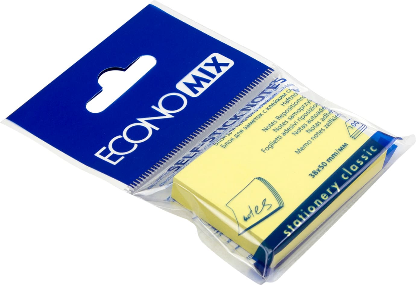Блок для заметок с липким слоем 38х50 мм 100 листов желтый Economix (12) E20930