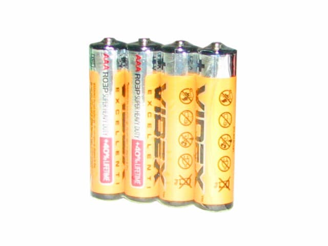 Батарейки Videx R-03 плівка 4 шт (15) (360)