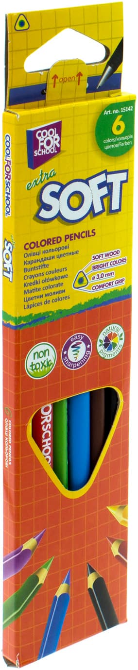 Олівці кольорові 6 кольорів Cool For School Extra soft трикутні (24) CF15142