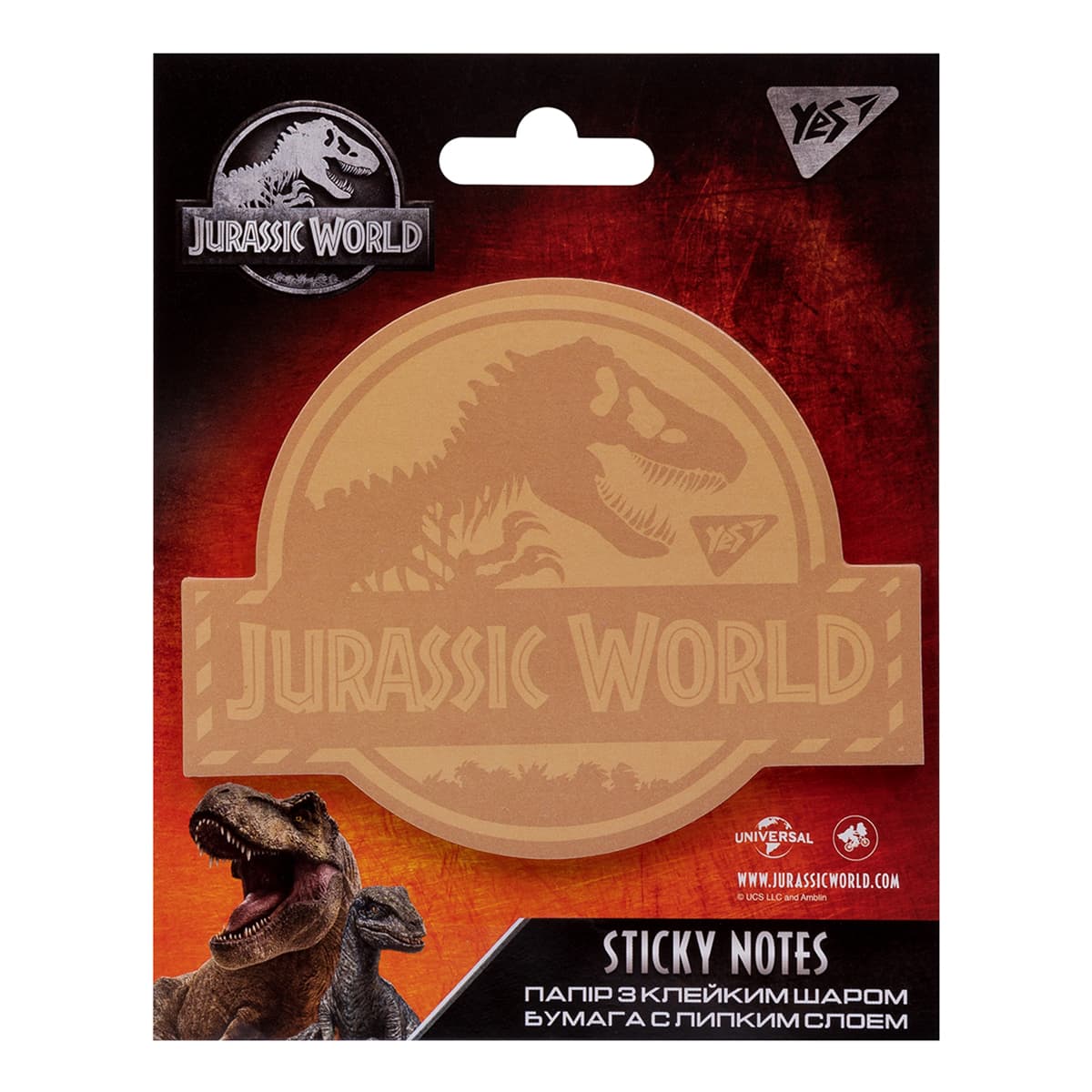 Блок для заміток з липким краєм 104 Х93 мм 40 аркушів Yes Jurassic world. Dangerous Dino (24) 170264