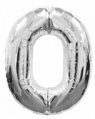 Кулька повітряна фольгована 40"/106см Цифра-0 срібло (10)