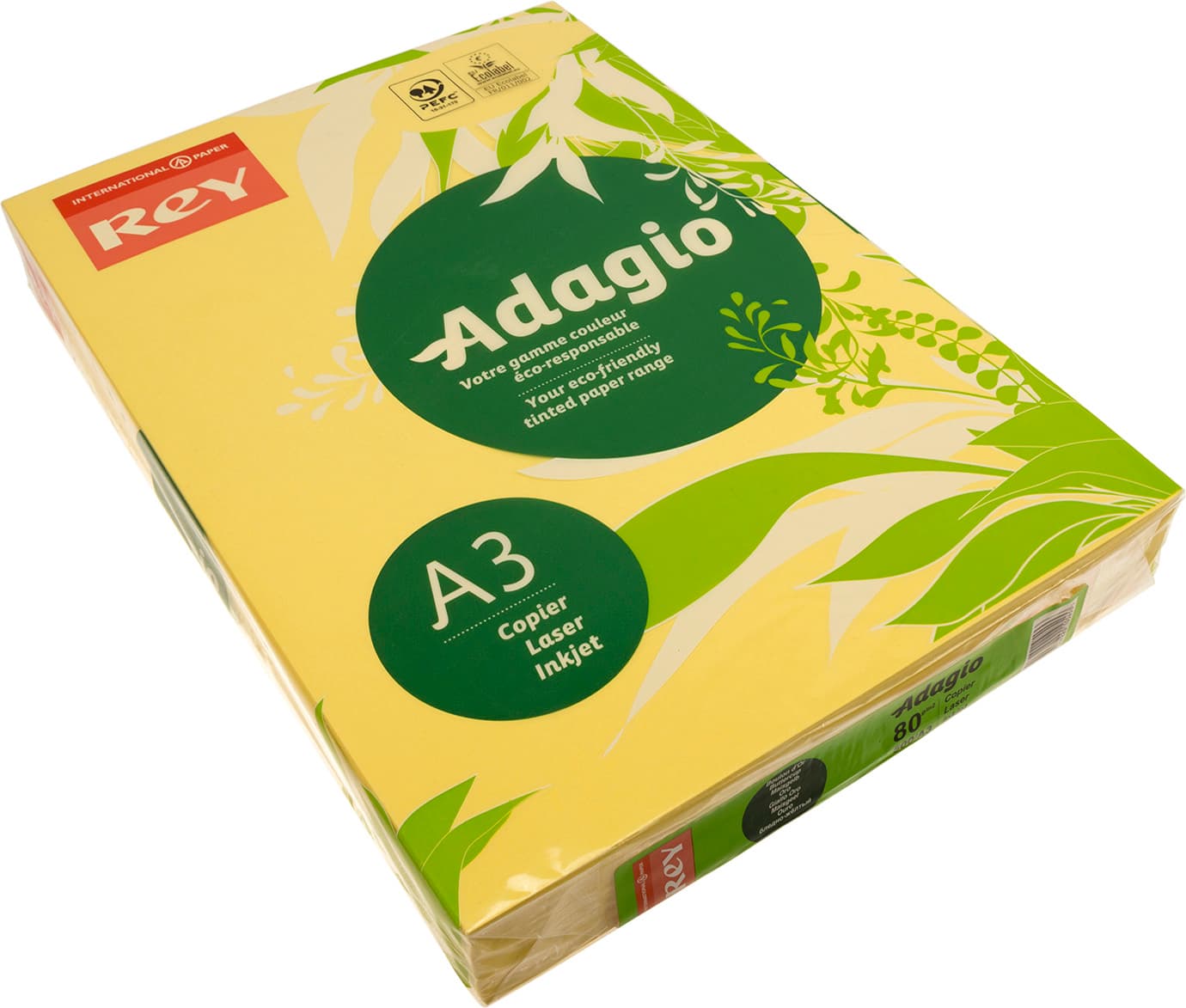 Бумага цветная А3 80 г/м2 интенсив Rey Adagio Buttercup 02 желтая (500) (2500)