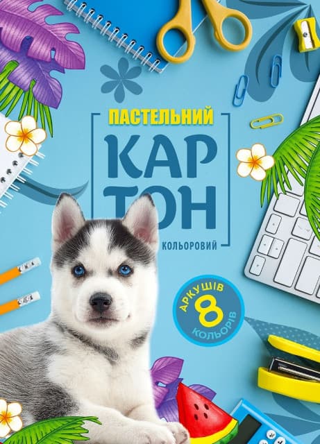 Картон цветн. А4 одностор. 8л. пастельный №КЦ026/22114/Мандарин/(50)