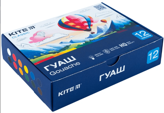 Гуашь "Kite" Classic 12цветн. 20мл №K-063(12)