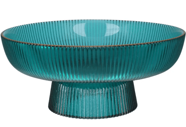 Миска для фруктов стекло "Viva edge green" 26,5х11см на ножке №B100063