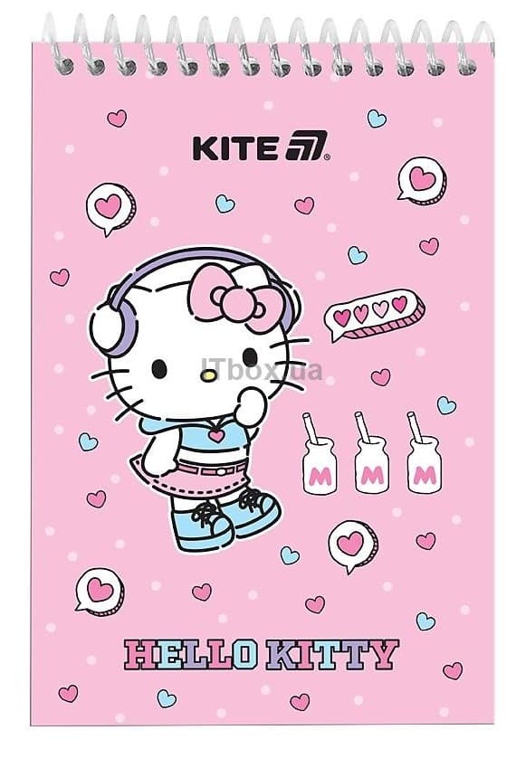 Блокнот пруж. А6 48арк.б/лін. пласт. Hello Kitty №HK25-196-1/Kite/(20)