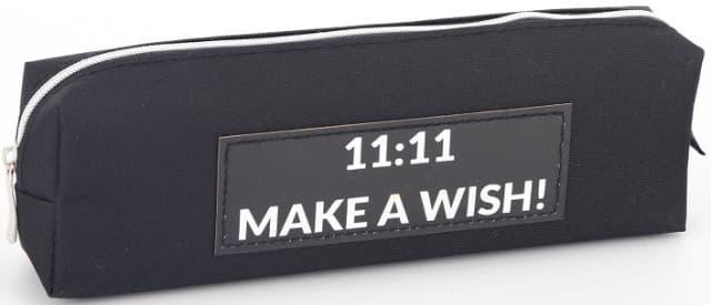 Пенал 1від., б/н,на блиск. "11:11 Make a Wish!" чорний 1 №KJ4053/Мандарин/(48)
