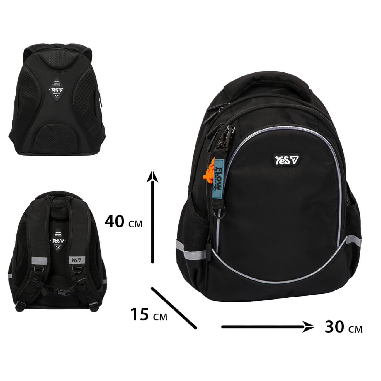 Рюкзак "Yes" S-116М Р-26 Just Black 2від.,3карм. №550377