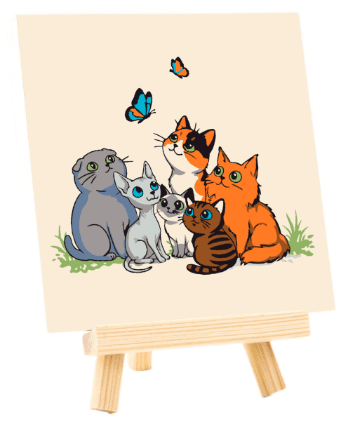 Набор картина по номерам,„Funny Cats“,15х15см,с мольбертом №N00014090/ROSA START/