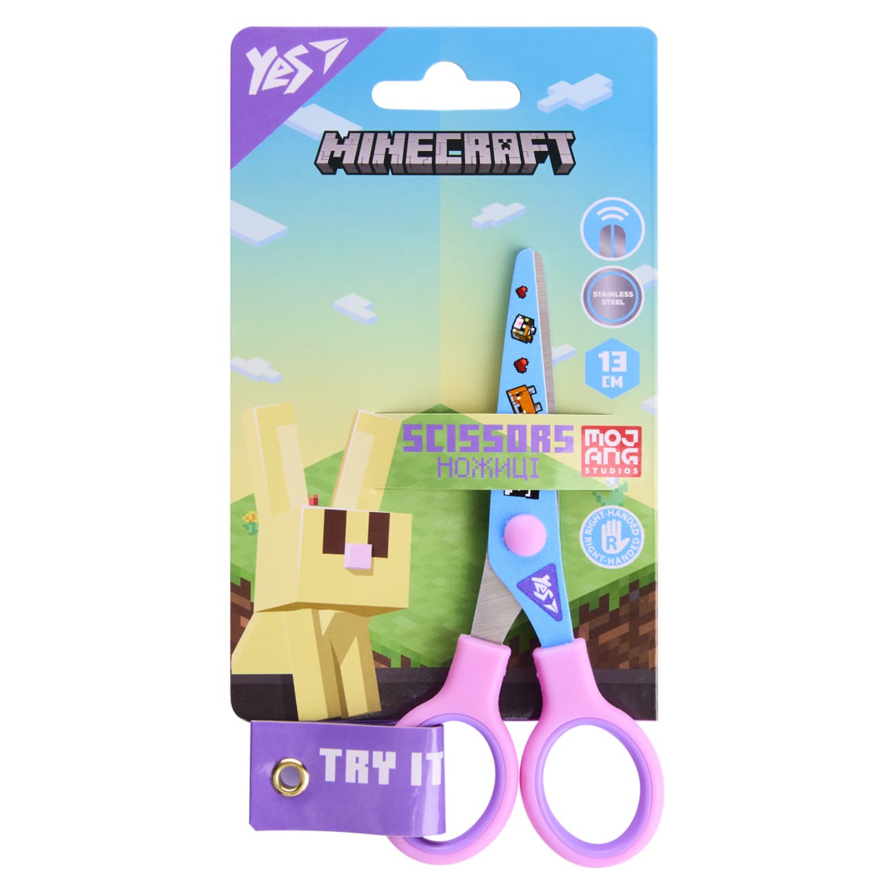 Ножницы дет. "Yes" №480471 Minecraft.Spring 13см с принтом на лезвии(12)(360)